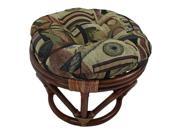 Rattan Footstool with Tapestry Cushion