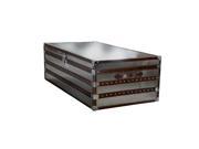 Clark Industrial Metal Coffee Table Trunk with Leather Trim