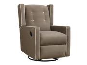 Mikayla Button Tufted Swivel Gliding Recliner Chair with Contrasting Welt Details and Foam Filled Seat