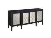 Wood Media Credenza with 4 Mirrored Doors by Coast to Coast