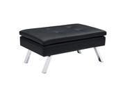Chelsea Faux Leather Upholstered Ottoman with Chrome Legs