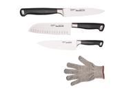 Gourmet Stainless Steel 4 Piece Knife Set with Cut Resistant Glove by BergHOFF