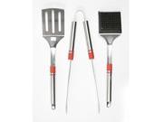Charcoal Companion Stainless Striped Handle 3 Piece BBQ Tool Set
