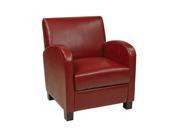 Office Star Metro Club Chair In Crimson Red Eco Leather With Espresso Legs