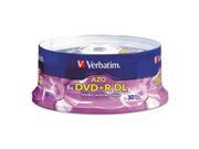 VERBATIM Dual Layer Dvd r Discs 8.5gb 8x Spindle 30 pk Silver