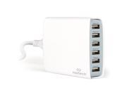 Naztech Turbine 55W 11A Multi Port Family Sized Desktop USB Smart Charger Power Hub for Cell Phones and Tablets IntelliQ Technology Retail Packaging White
