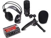 Studio recording kit w USB audio interface condenser mic studio headphones