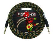 Pig Hog rasta Stripes Woven Jacket Tour Grade Instrument Cable 10 Foot