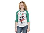 Mickey Minnie Love Christmas Raglan T Shirt Juniors White Green Disney Print