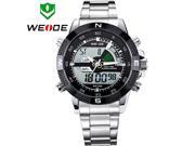 WEIDE Fashion Personality Men Waterproof Stainless Steel LED Watches with Double Movt Display Time Round Shaped