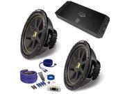 2 Kicker 10C104 10 Comp Subwoofers and a DUBa1450 900 Watt Amp Amp wire kit Package