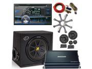 JVC KWHDR81BT Bluetooth HD radio Kicker CXA300.4 Amplifier CSS654 6.5 Component Speakers 12 Ported Comp Subwoofer