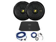 Kicker Comp 15 Dual 2 Ohm Voice Coil Subs with DUB 1100 Watt Amp kit and bass knob