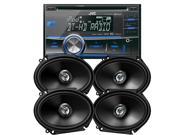 JVC KWHDR81BT 2 DIN Bluetooth AM FM CD Player with Two Pairs of 6x8 Speakers