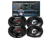 JVC KWHDR81BT 2 DIN Bluetooth AM FM CD Player with two pairs of 6x9 Speakers