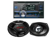JVC KWHDR81BT 2 DIN Bluetooth AM FM CD Player with 6x9 Speakers