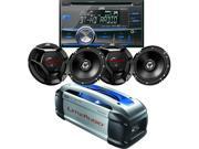 JVC KWHDR81BT 2 DIN Bluetooth AM FM CD Player with Two Pair of 6.5 Speakers with powered Subwoofer System