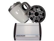 Kicker Marine Wake Tower System w Silver 6.5? Speakers Kicker 40KXM400.4 400 Watt Amplifier