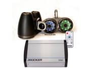 Kicker Black Dual Wake Tower System w 4 Charcoal 6.5 LED Speakers LED Remote and Kicker 40KXM400.4 400 Watt Amplifier