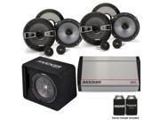 Kicker 40KX8005 800 Watt 5 channel amp Two Pairs of KS 6.5 Component Speakers a 12 CompR Loaded Subwoofer