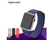 Genuine Leather Loop Type Watch Band Strap Magnetic Buckle For Apple Watch 42mm black