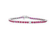 6.72 ct.t.w.Created Ruby and Cubic Zirconia Bracelet Sterling Silver