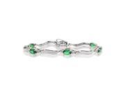 3.78 ct.t.w.Created Emerald and Genuine Diamond Bracelet Sterling Silver