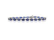 10.24 ct.t.w.6x4MM Genuine Oval Sapphire and Diamond Bracelet Sterling Silver
