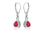 1.26 ct.t.w.Created Ruby and Genuine Diamond Earrings Sterling Silver