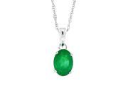 1.10 ct.t.w.Genuine Emerald Pendant Necklace Sterling Silver