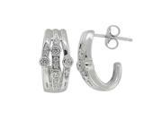 Cubic Zirconia J Hoop Earrings Sterling Silver