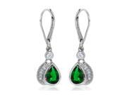 1.35 ct.t.w.Created Emerald and Genuine Diamond Earrings Sterling Silver 1.35 ct.t.w.Created Emerald and Genuine Diamond Earrings Sterling Silver