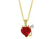 Devil Heart Pendant Necklace Created Ruby Sterling Silver
