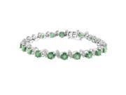 10.34 ct.t.w.5MM Round Shaped Genuine Emerald and Diamond Bracelet 14Kt White Gold