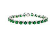 10.94 ct.t.w.5MM Round Genuine Emerald and Diamond Bracelet 10kt White Gold