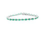 6.08 ct.t.w.Genuine Emerald and Diamond Bracelet 14Kt White Gold