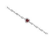 1.14 ct.t.w.Heart Shaped Genuine Ruby and Baguette Diamond Bracelet 14Kt White Gold
