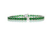 11.45 ct.t.w.4MM Round Genuine Emerald Bracelet in 10Kt White Gold