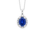 2.27 ct.t.w.Genuine Sapphire and Diamond Halo Pendant Necklace 14Kt White Gold