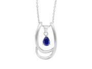 14kt Gold Pear Shaped Genuine Sapphire Pendant and chain with Sterling Silver Enhancer