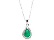 1.14 ct.t.w.Pear Shaped Genuine Emerald Diamond Pendant Necklace 10Kt White Gold