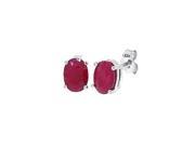 1.72 ct.t.w.Oval Shaped Genuine Ruby Stud Earrings 14Kt White Gold A Quality