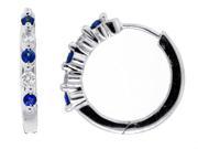 0.34 ct.t.w.Genuine Sapphire and Diamond Hoop Earrings 14Kt White Gold
