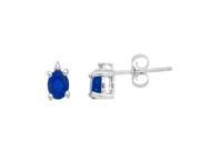 0.76 ct.t.w.Genuine Sapphire and Diamond Stud Earrings 14Kt White Gold