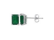 1.08 ct.t.w.6X4mm Emerald Cut Genuine Emerald Stud Earrings 14Kt White Gold