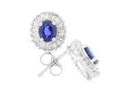 1.14 ct.t.w.Genuine Sapphire and Baguette Diamond Earrings 14Kt White Gold