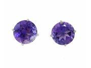 3.51 ct.t.w.8mm Round Genuine Amethyst Stud Earrings 14Kt White Gold