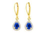 1.63 ct.t.w.Pear Shaped Genuine Sapphire and Diamond Dangle Earrings 14Kt Yellow Gold