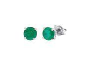 2.32 ct.t.w.7mm Round Genuine Emerald Stud Earrings 14Kt White Gold A Quality
