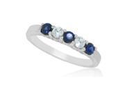 0.54 ct.t.w.Genuine Sapphire and Cubic Zirconia Band Sterling Silver
